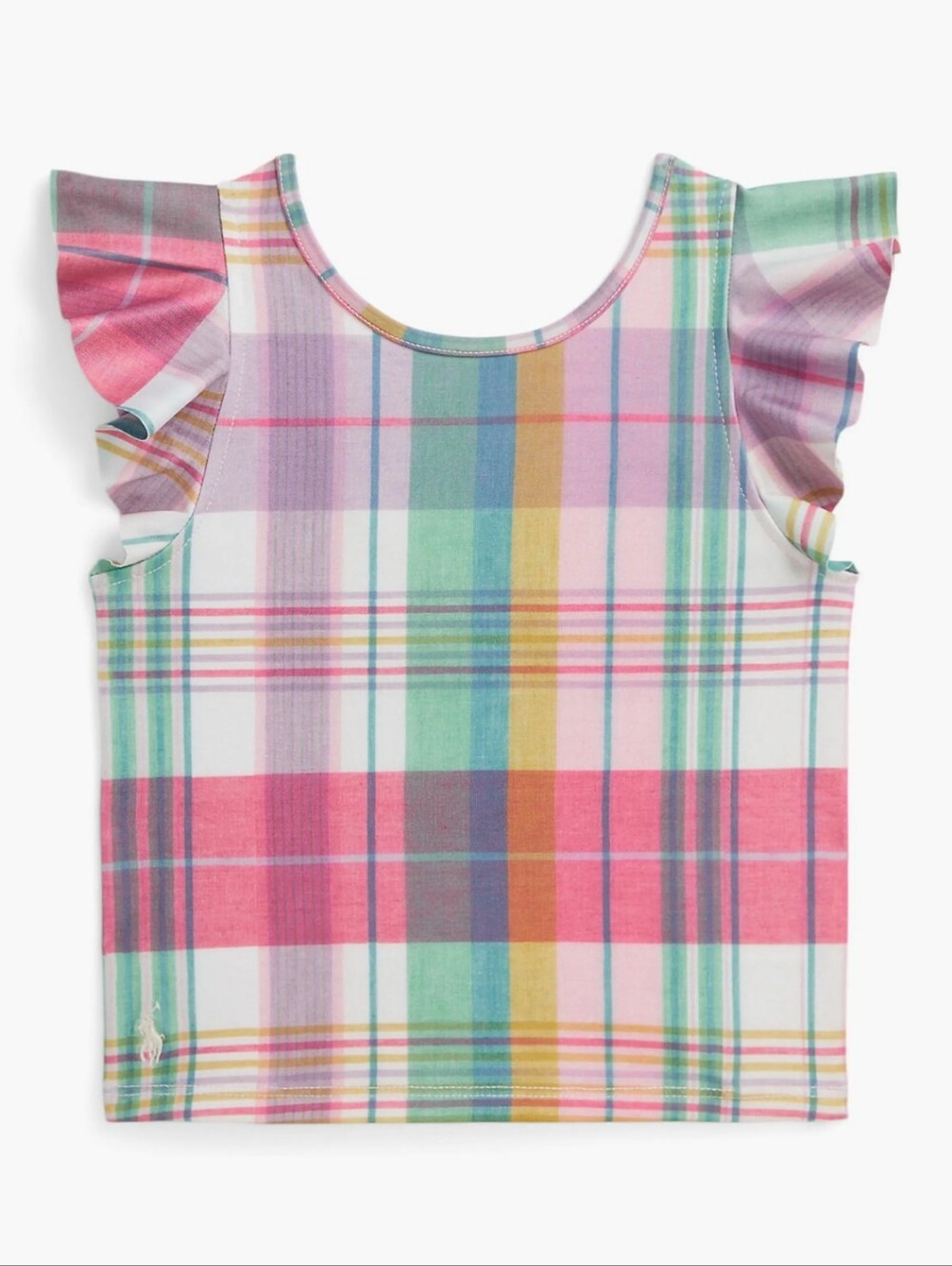 NWT Ralph Lauren Kids' Elite Jersey Ruffle Tank – Pastel Madras 3T